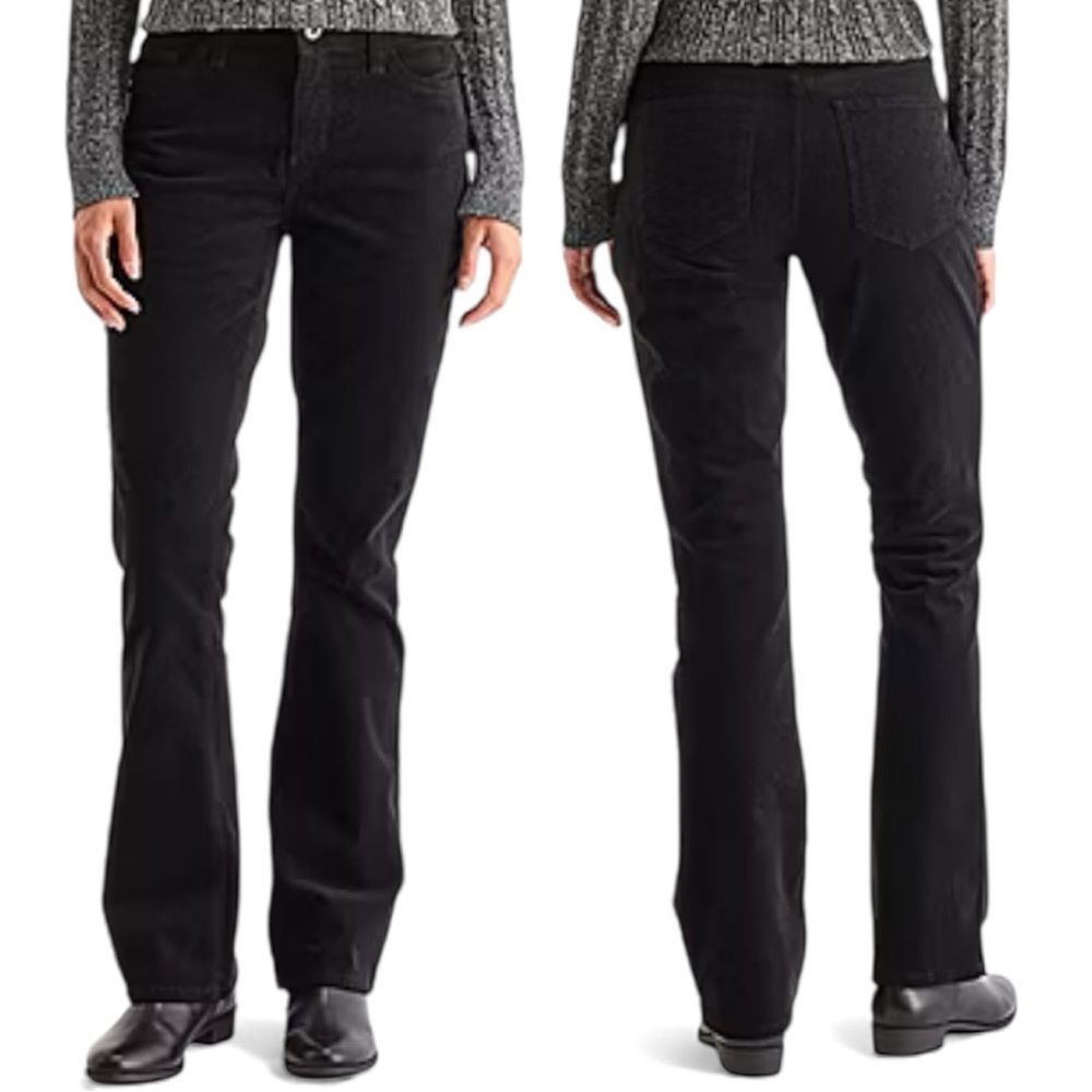 St. John's Bay Elastic Petite Mid Rise Bootcut Corduroy Pant Black